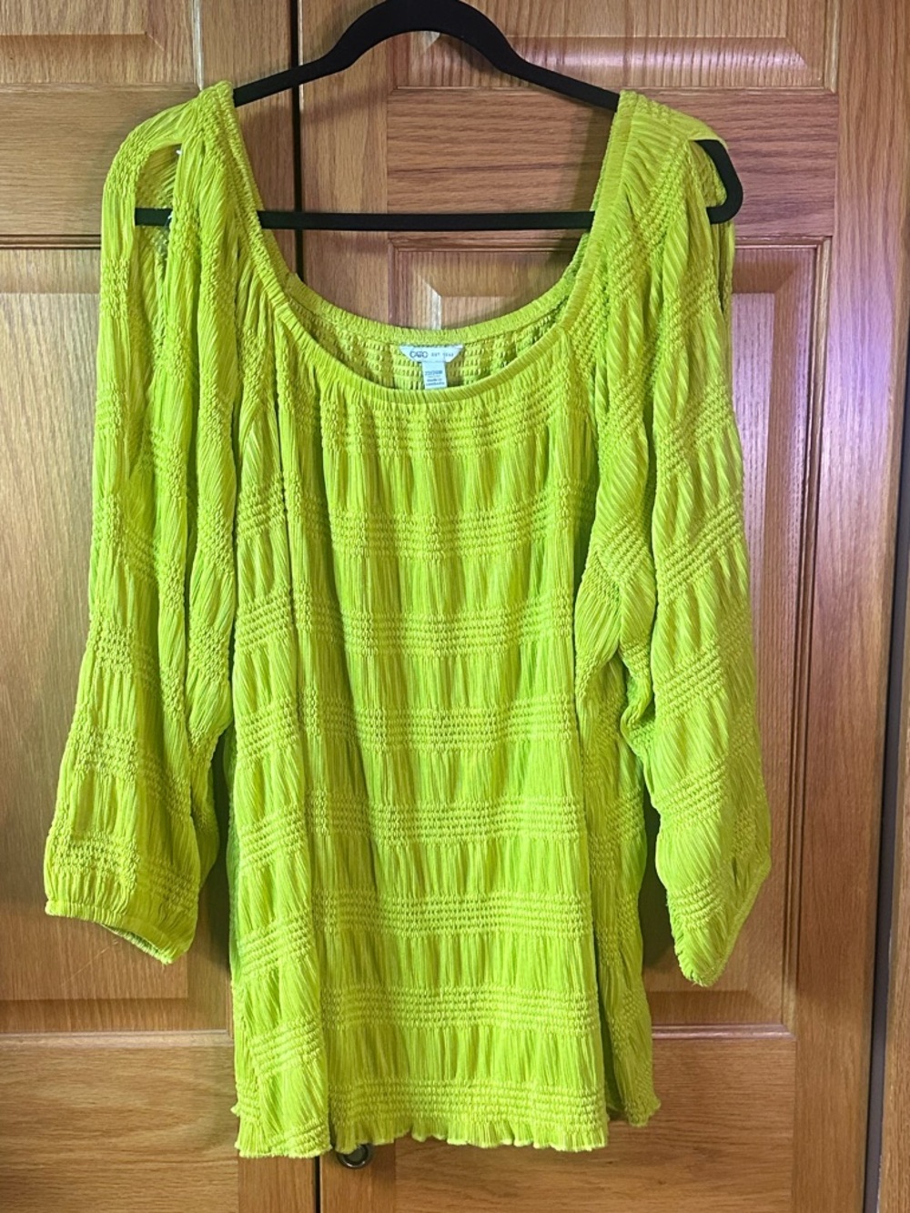 Cato smocked blouse with sleeve cutouts